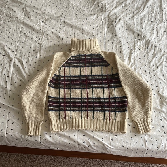 Vintage Cream Plaid Turtleneck - Picture 1 of 4